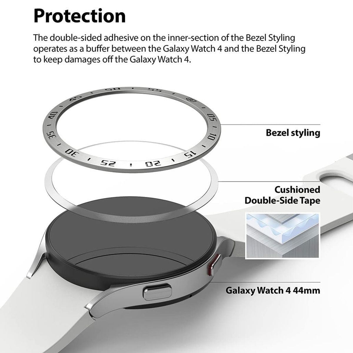 RINGKE - Ringke Bisel Protector Galaxy Watch 5 / 4 (44MM) Silver- Importado USA