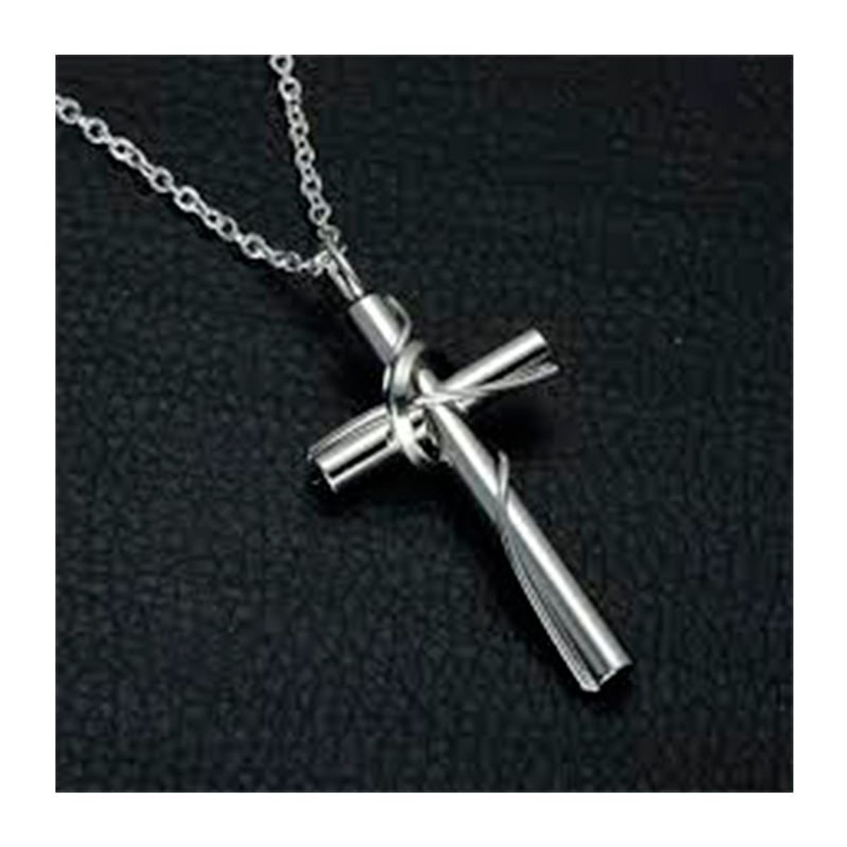 GENERICO - Collar Cruz Círculo De Acero Inoxidable Plateado