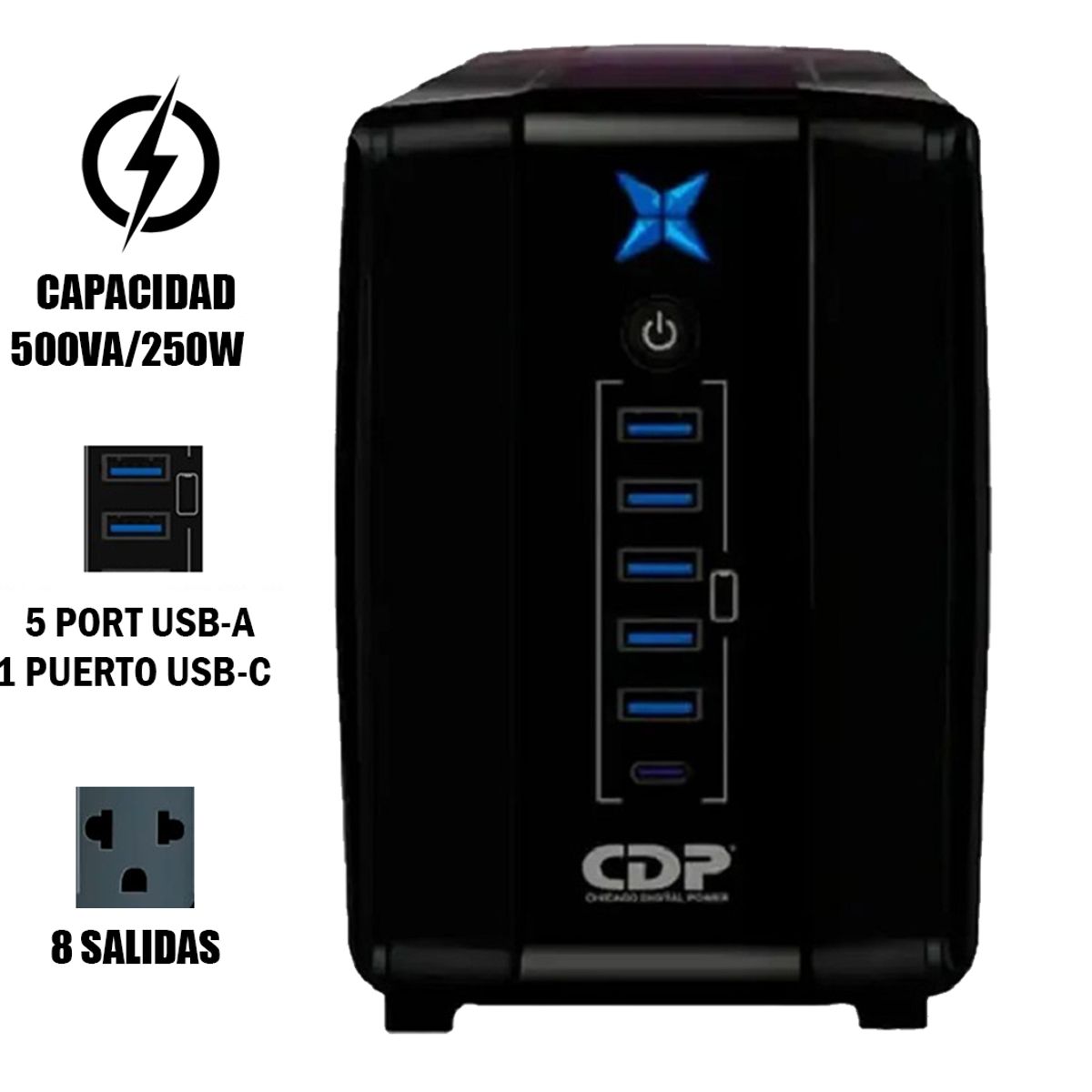 CDP - ESTABILIZADOR UPS CDP R-UPR508I 500VA250W AUTONOMIA 20MIN R-UPR508I