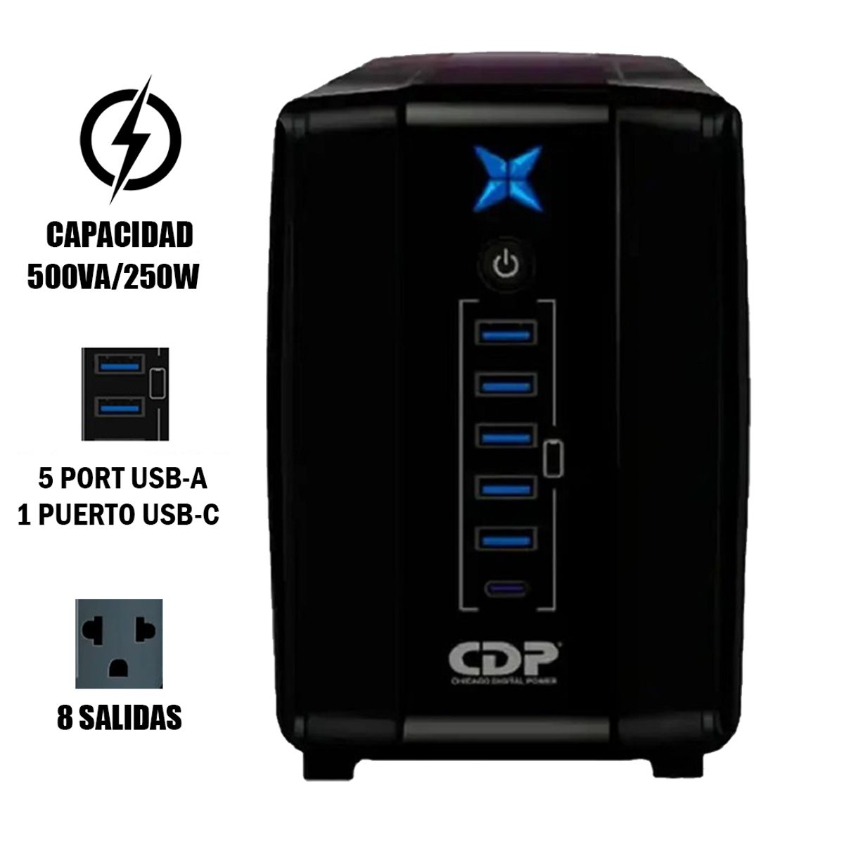 CDP - ESTABILIZADOR UPS CDP R-UPR508I 500VA250W AUTONOMIA 20MIN R-UPR508I