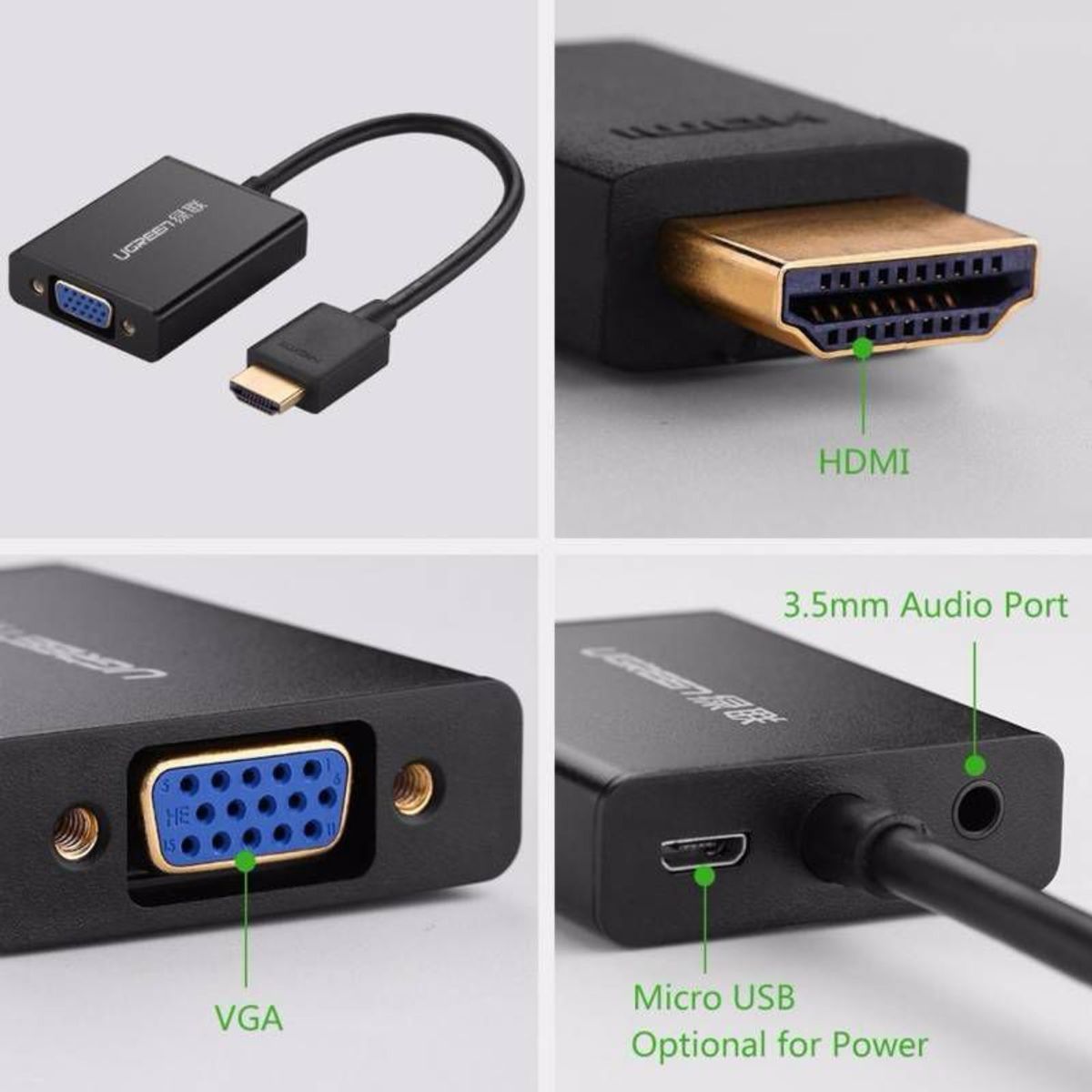 UGREEN - CONVERTIDOR HDMI A VGA UGREEN