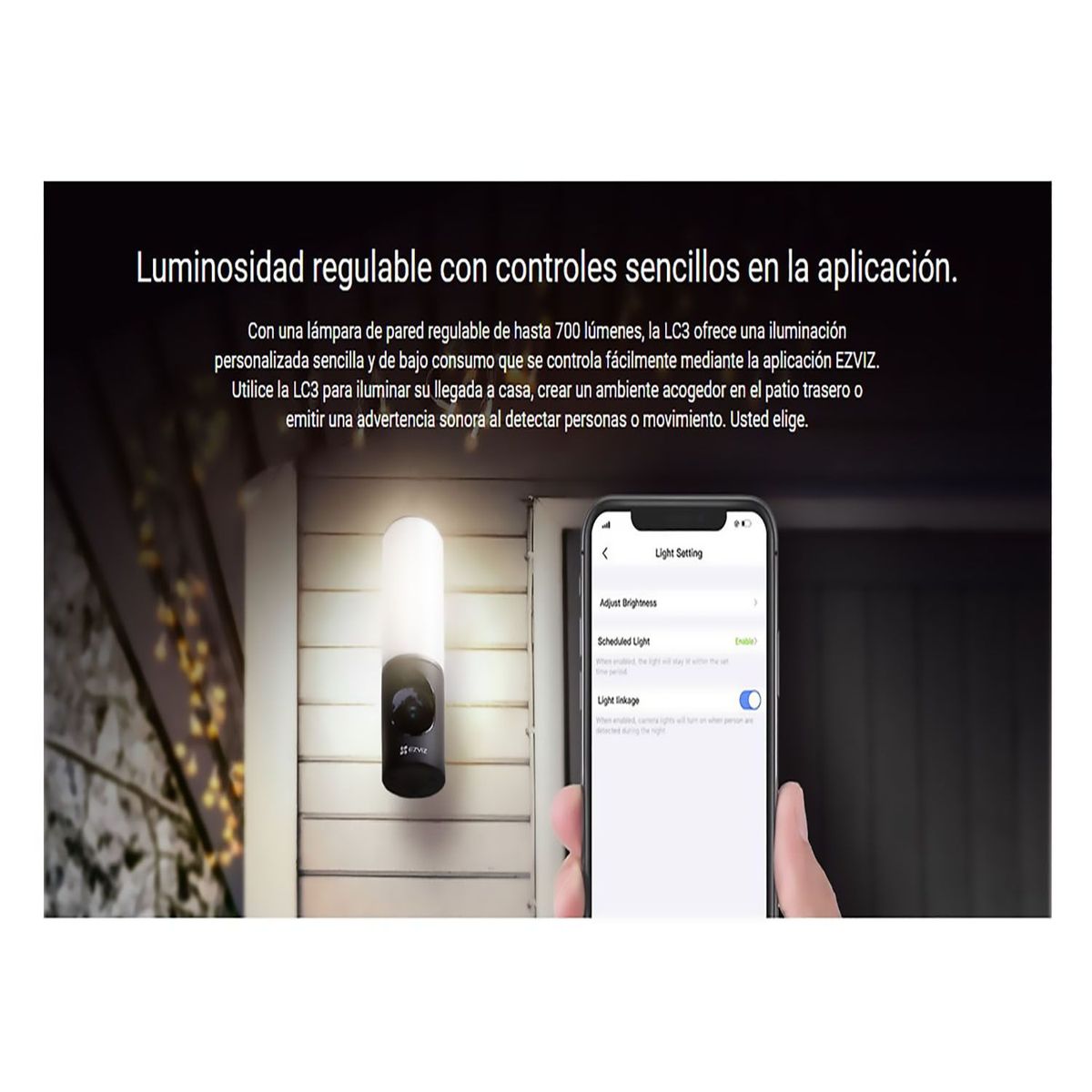 EZVIZ - Cámara Wifi Lc3 2k 4Mp Iluminacion Inteligente 700 Lúmenes Sd 32Gb Incorporado