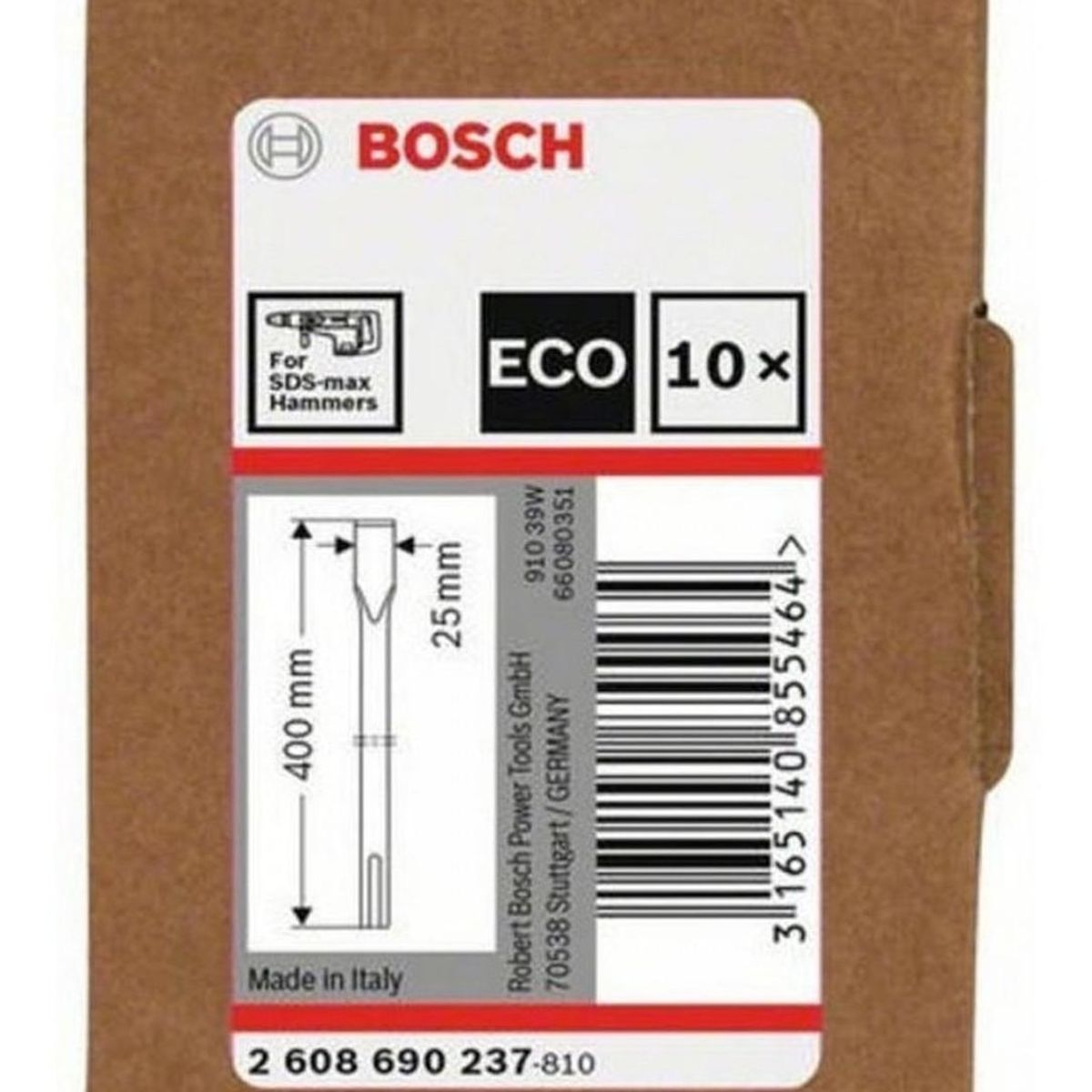 BOSCH - Cincel Sds Max Plano Eco 400mm x 10 Und Bosch 2608.690.237-000