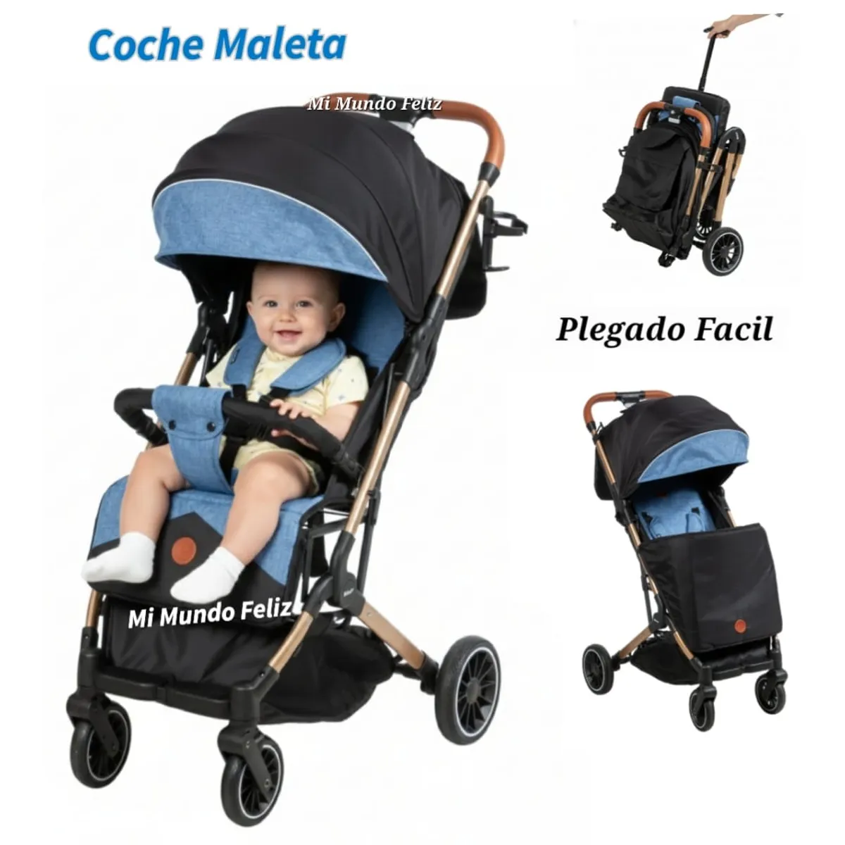 EBABY - Coche para Bebe Maleta con Tapapies Azul