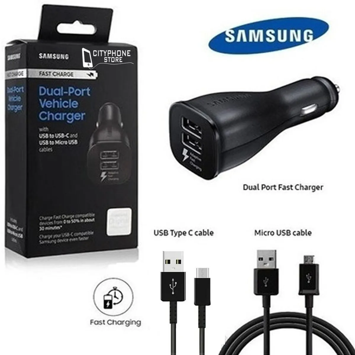 SAMSUNG - Cargador de auto carga rápida samsung original