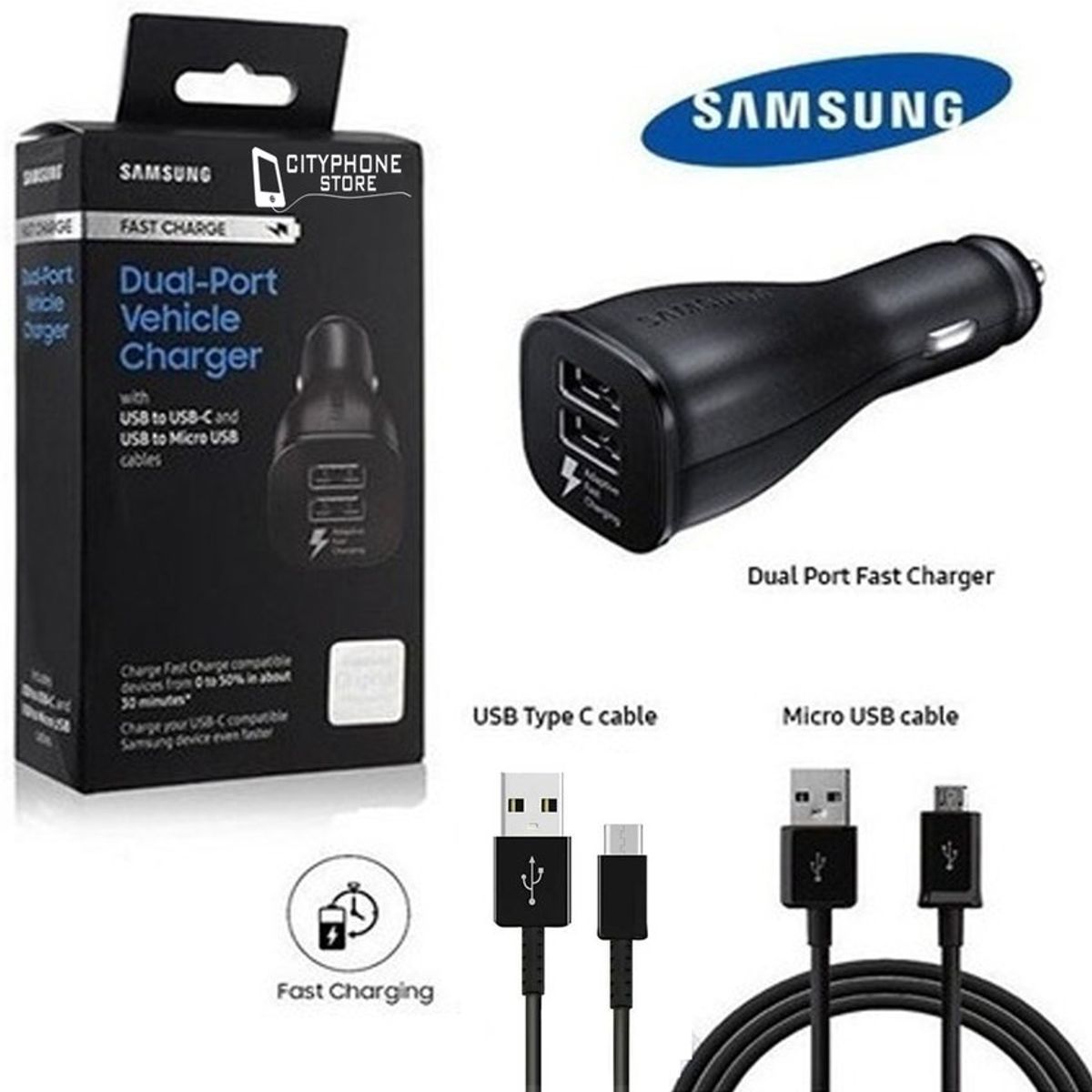 SAMSUNG - Cargador de auto carga rápida samsung original