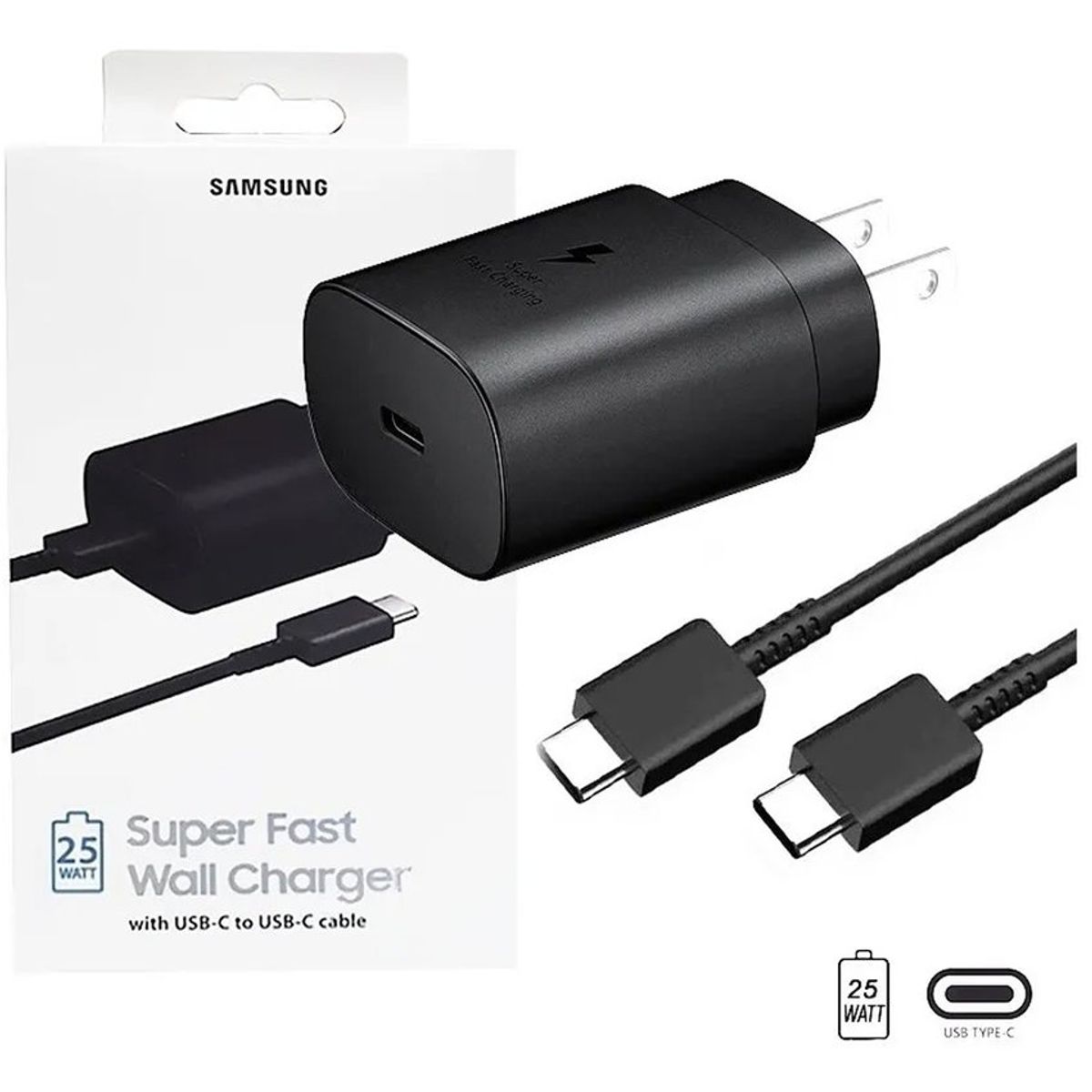 SAMSUNG - Cargador samsung super carga 25w tipo c original - negro