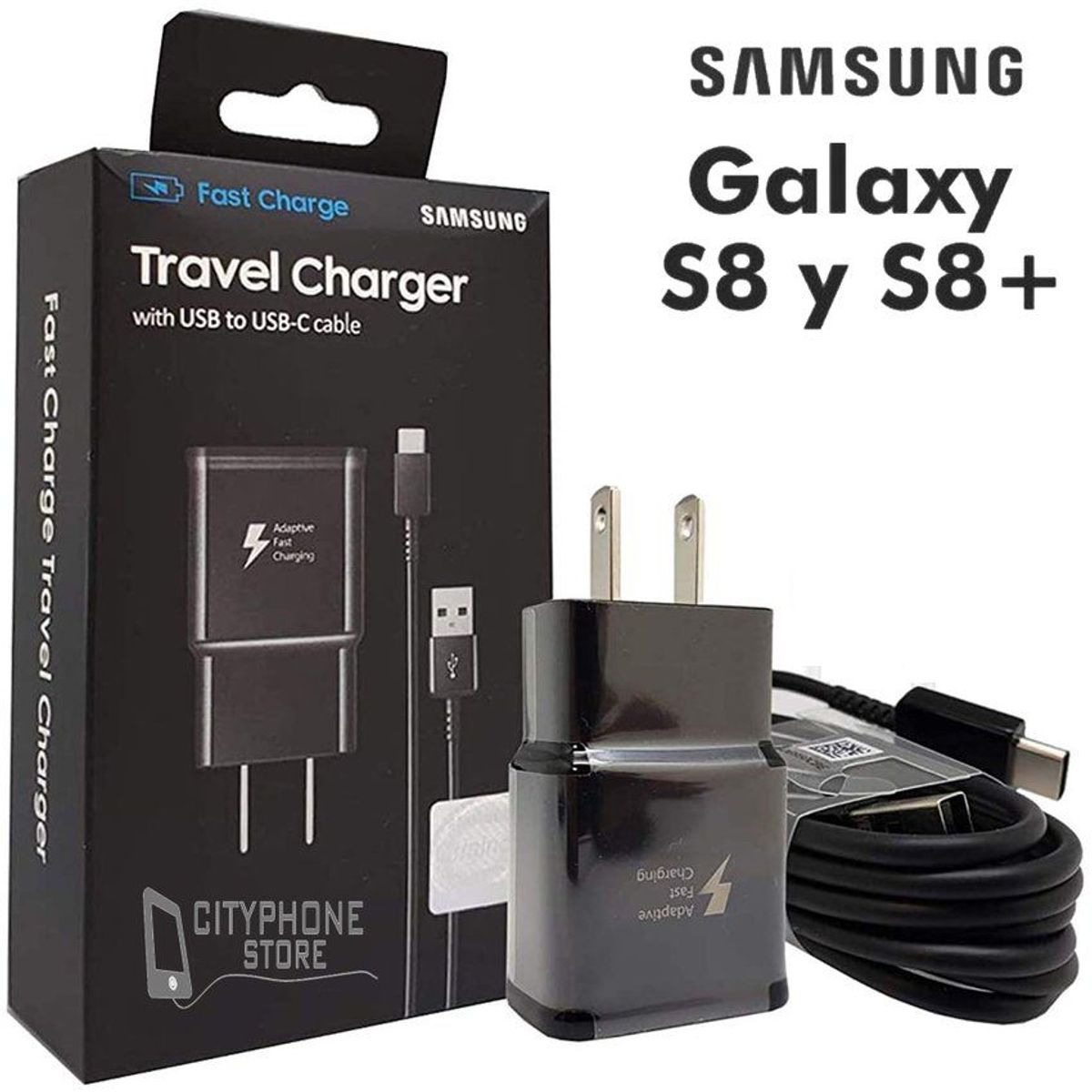 SAMSUNG - Cargador 15W Samsung Carga Rápida S8 S8 Plus Negro