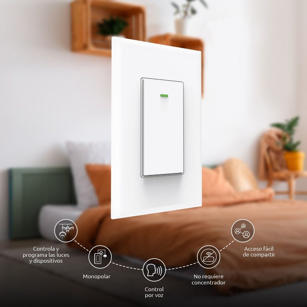 NEXXT SOLUTIONS - Interruptor inteligente Wi-Fi monopolar Nexxt NHE-S100 Blanco