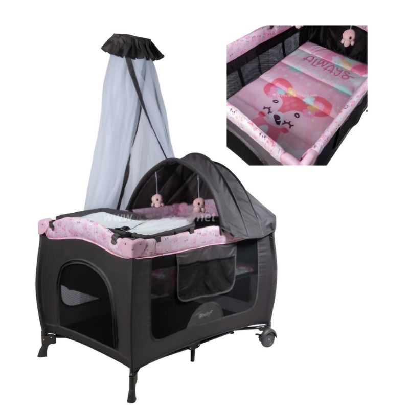 EBABY - Cuna corral corralito Para bebes con tull reyna  2025 Pink