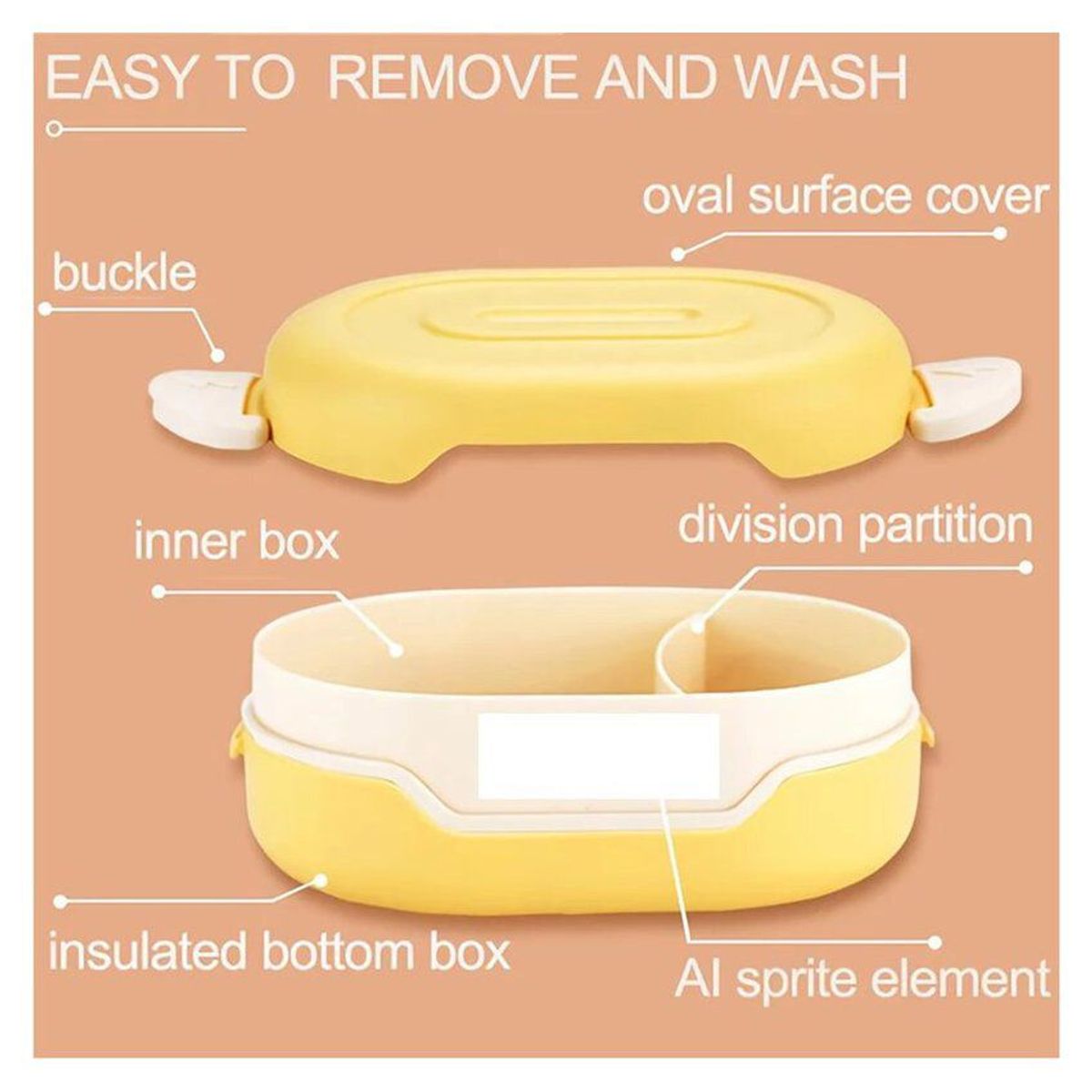 GENERICO - Lonchera caja bento japonés kawaii con stickers - amarillo