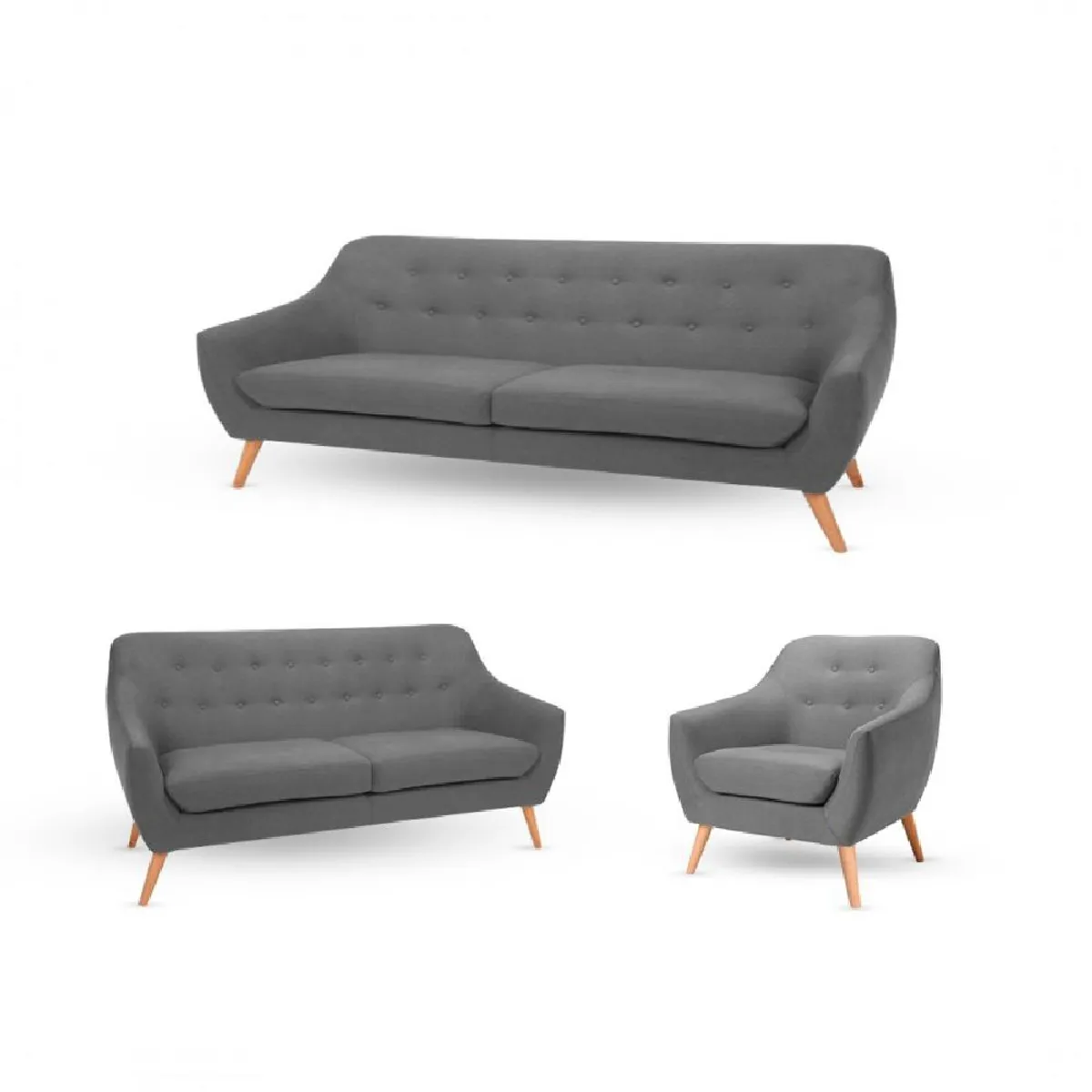 ALTO HOGAR - Juego de Sala 3 2 1 Isabella Gris Oscuro