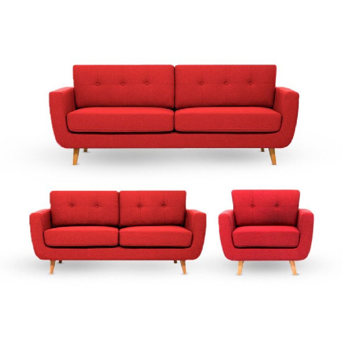 ALTO HOGAR - Juego de Sala 3 2 1 Alyz Rojo