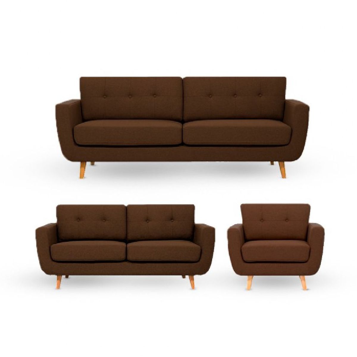 ALTO HOGAR - Juego de Sala 3 2 1 Alyz Marrón