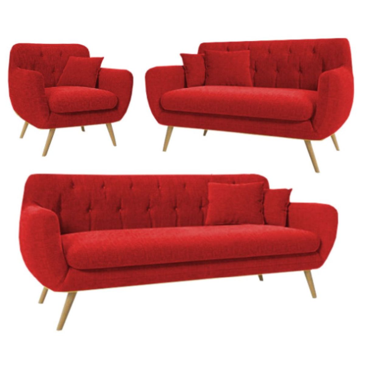 ALTO HOGAR - Juego de Sala Vintage 3 2 1 Mia Alto Hogar Rojo