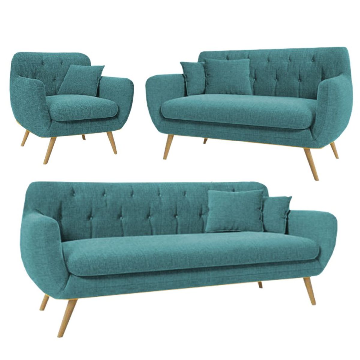 ALTO HOGAR - Juego de Sala Vintage 3 2 1 Mia Alto Hogar Turquesa