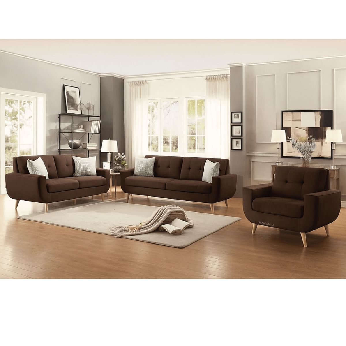 ALTO HOGAR - Juego de Sala 3 2 1 Kayruth Marrón Tapiz Antifluido