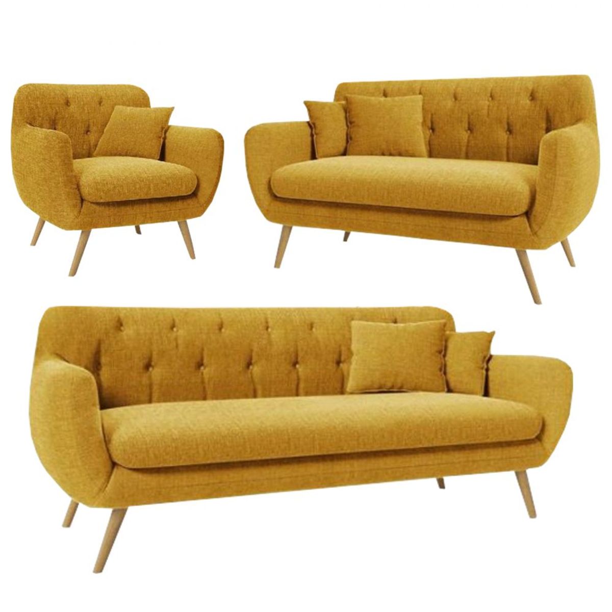 ALTO HOGAR - Juego de Sala Vintage 3 2 1 Mia Alto Hogar Mostaza