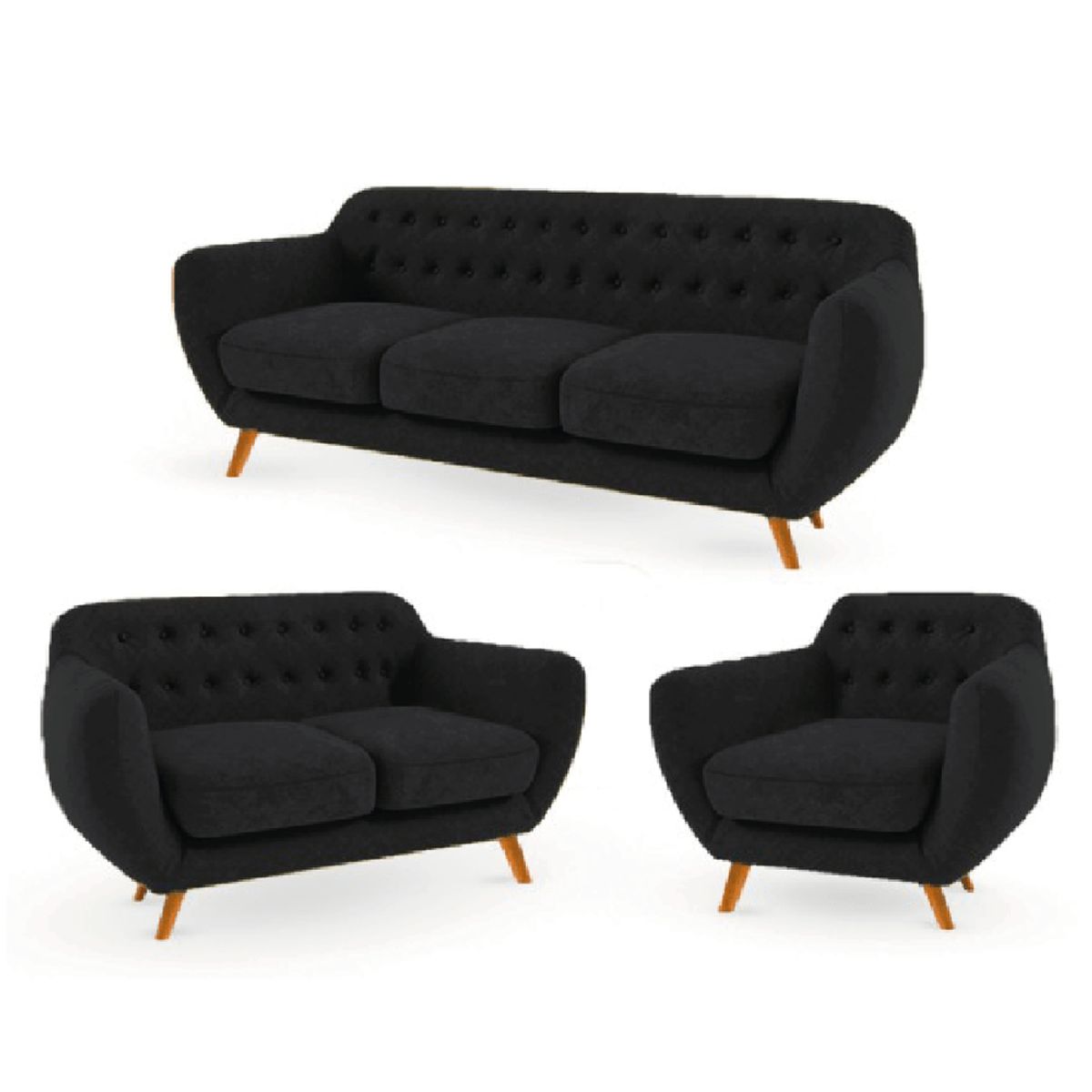 ALTO HOGAR - Juego de Sala  3 2 1 Antuane Alto Hogar Negro