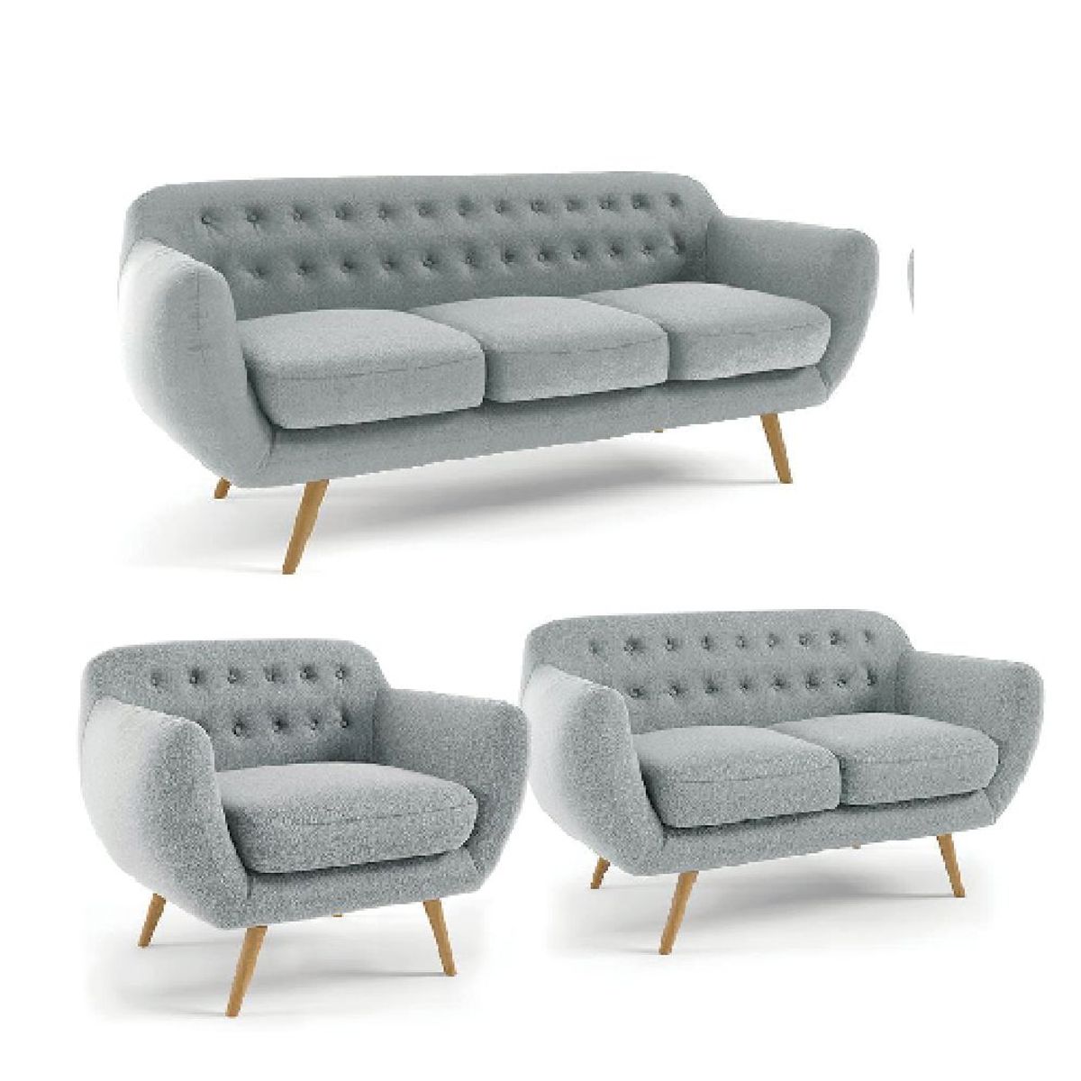 ALTO HOGAR - Juego de Sala  3 2 1 Antuane Alto Hogar Gris Claro