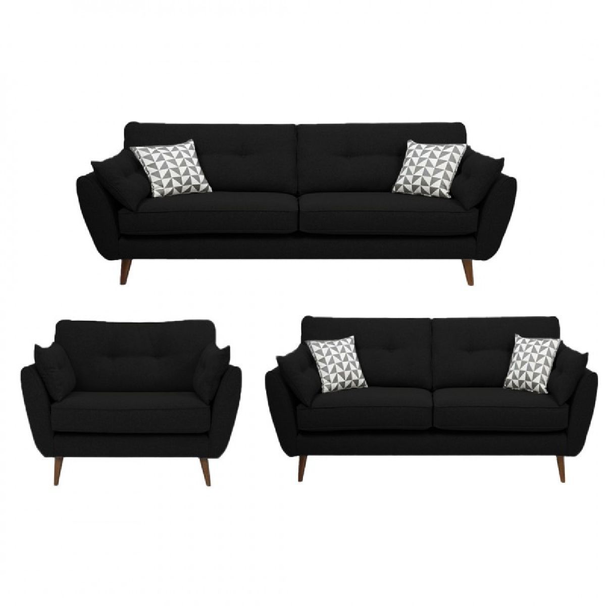 ALTO HOGAR - Juego de Sala Vintage 3 2 1 Altina Negro