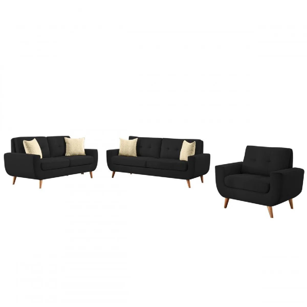 ALTO HOGAR - Juego de Sala 3 2 1 Kayruth Negro Tapiz Antifluido