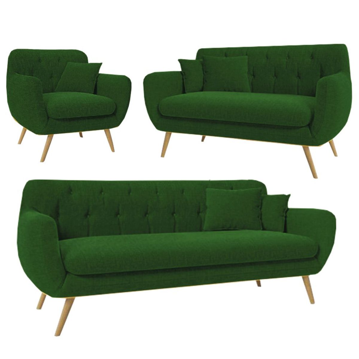 ALTO HOGAR - Juego de Sala 3 2 1 Mia Alto Hogar Verde Botella