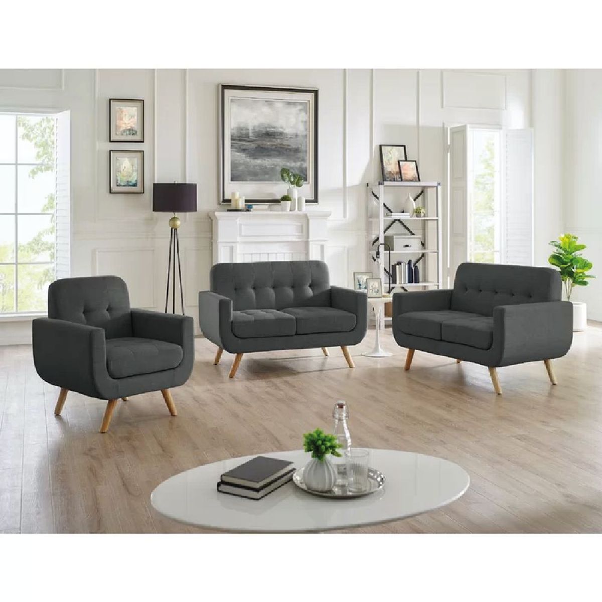 ALTO HOGAR - Juego de Sala Vania 3 2 1 Alto Hogar Gris Oscuro