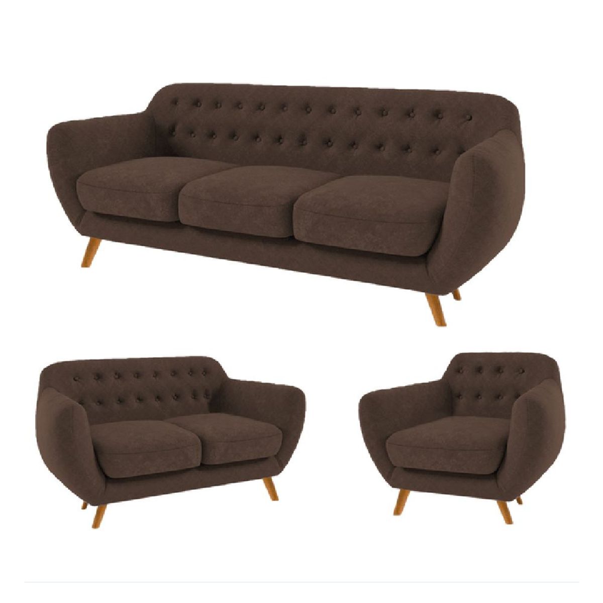 ALTO HOGAR - Juego de Sala 3 1 1 Antuane Marrón