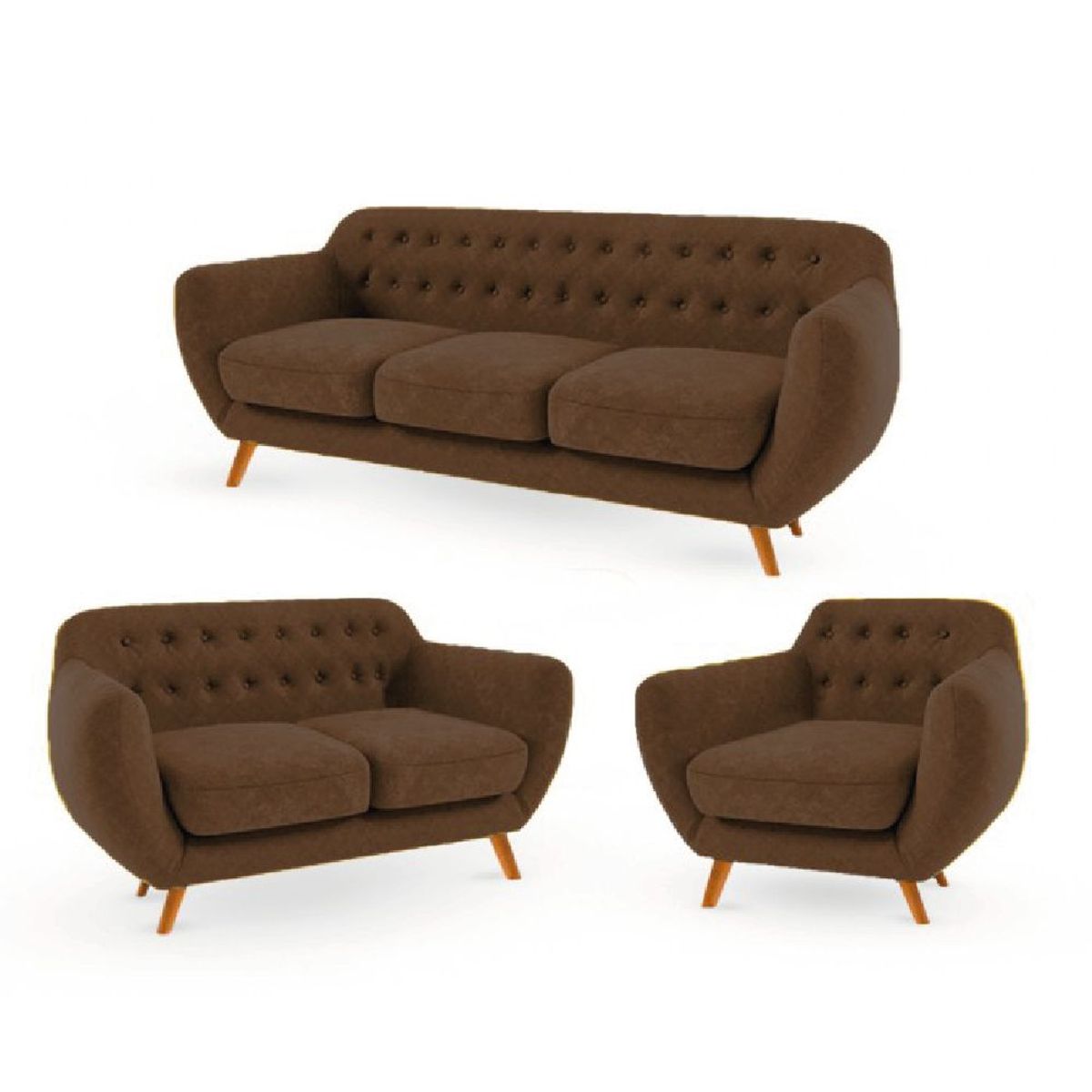 ALTO HOGAR - Juego de Sala Vintage 3 2 1 Antuane Marrón