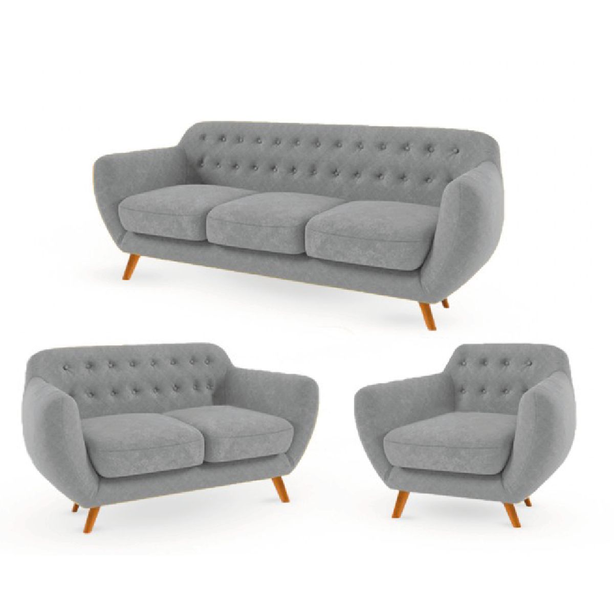 ALTO HOGAR - Juego de Sala Vintage 3 2 1 Antuane Gris