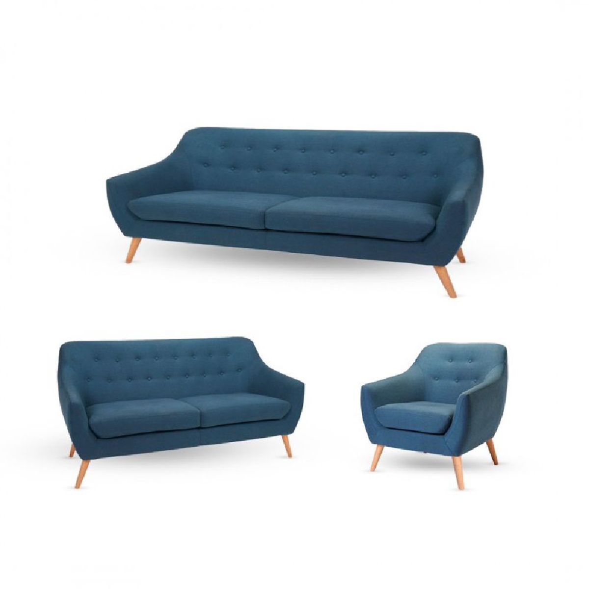 ALTO HOGAR - Juego de Sala 3 2 1 Isabella Azul Cobalto