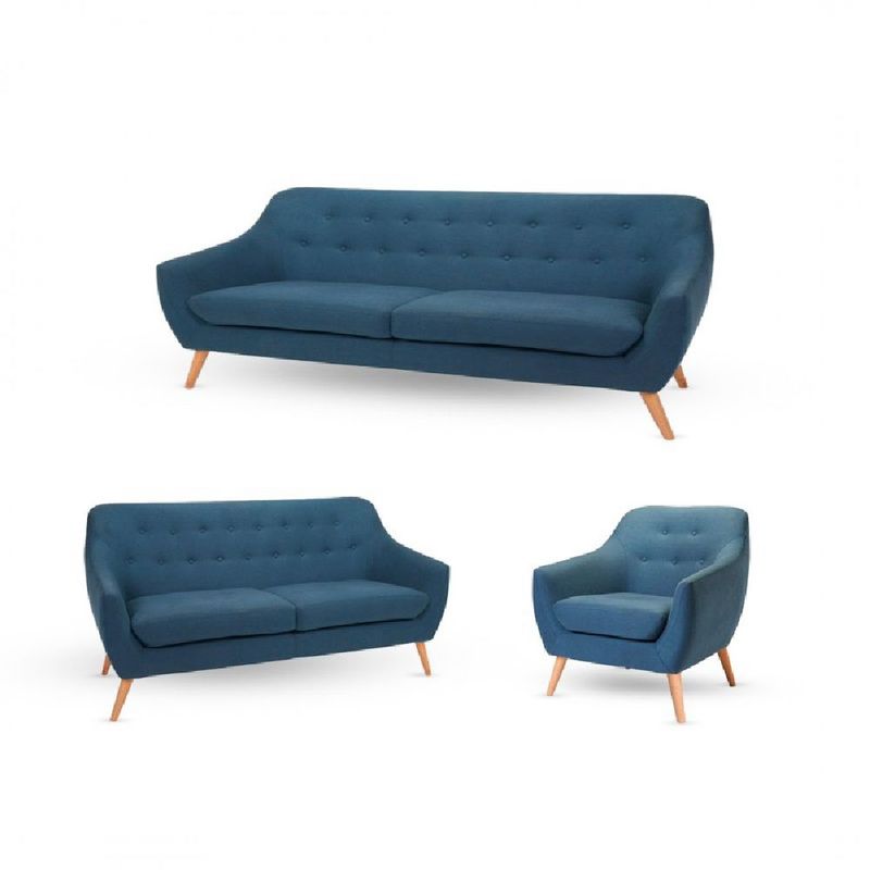 ALTO HOGAR - Juego de Sala 3 2 1 Isabella Azul Cobalto