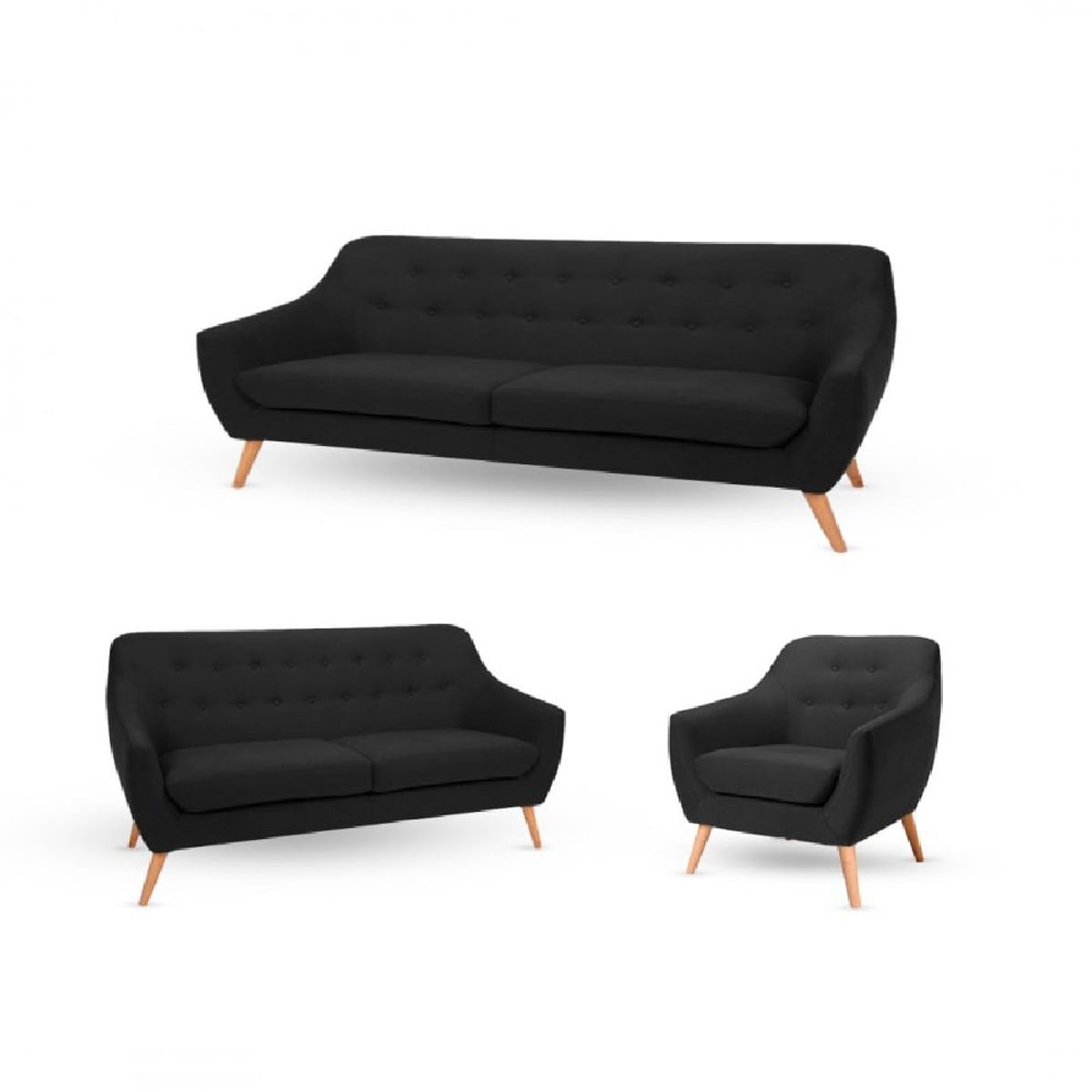 ALTO HOGAR - Juego de Sala 3 2 1 Isabella Negro