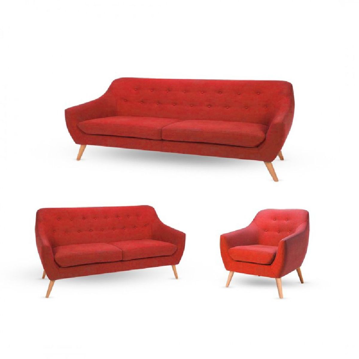 ALTO HOGAR - Juego de Sala 3 2 1 Isabella Rojo