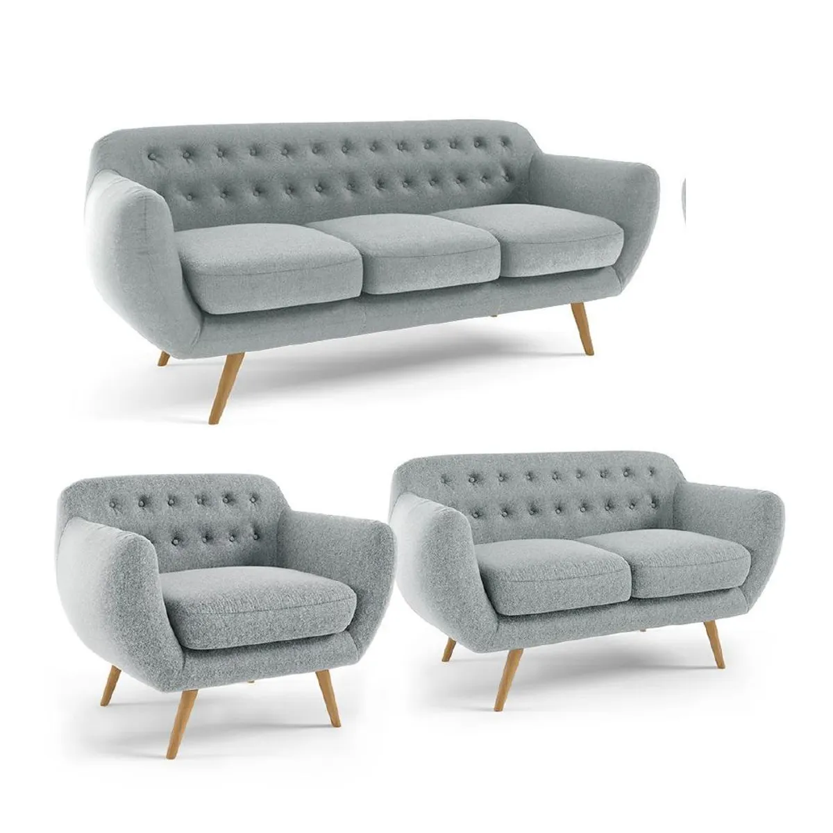 ALTO HOGAR - Juego de Sala Vintage 3 2 1 Antuane Gris