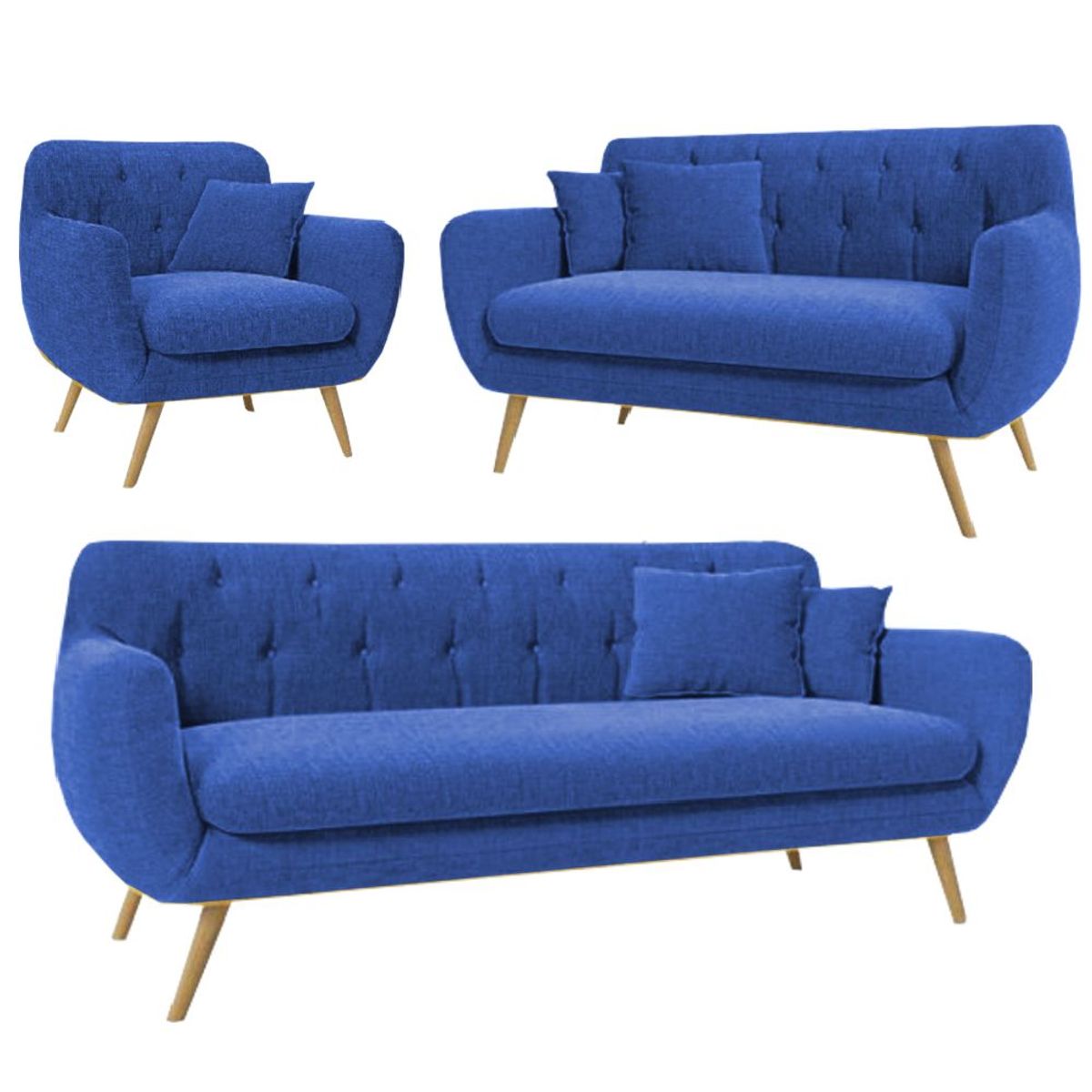 ALTO HOGAR - Juego de Sala Vintage 3 2 1 Mia Azul