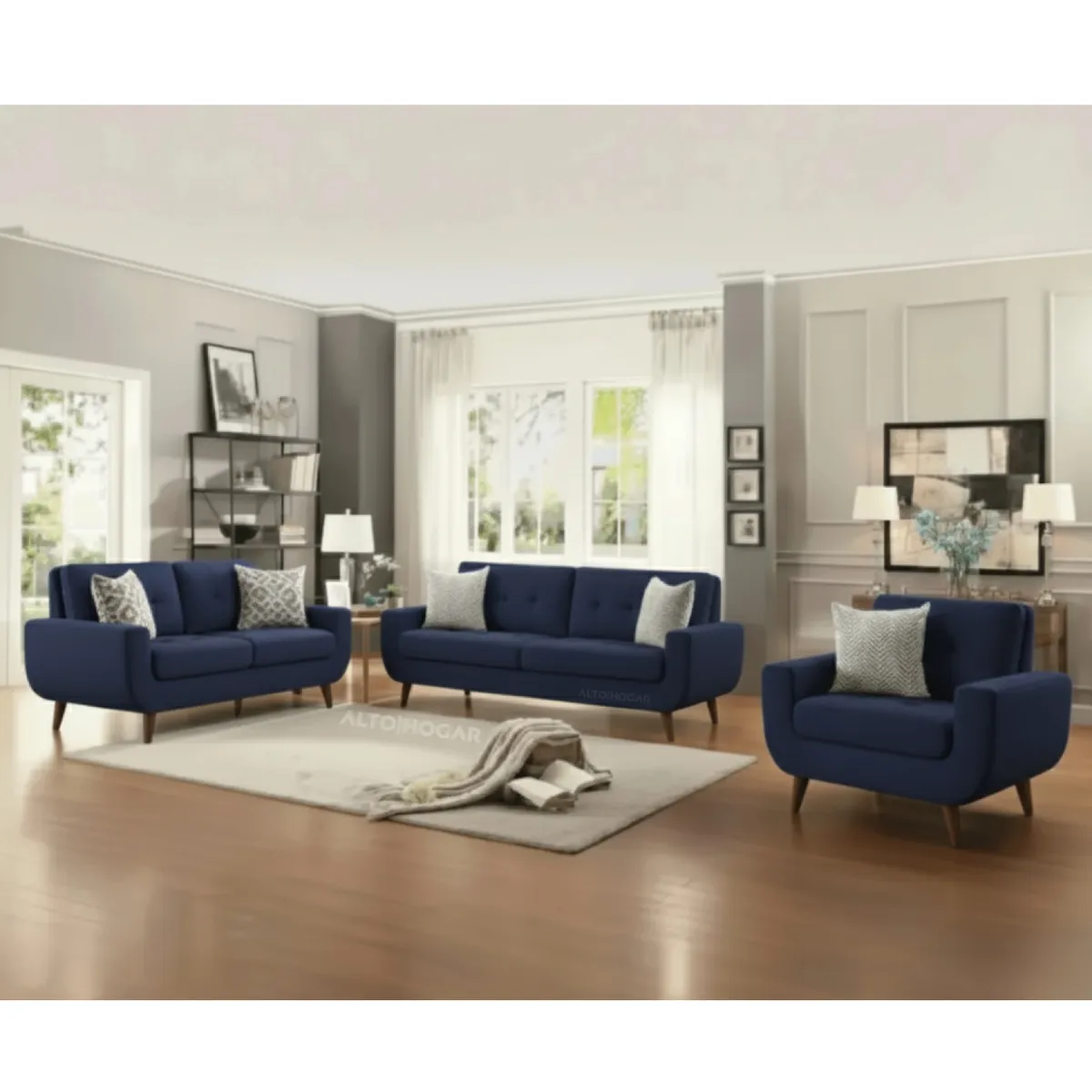 ALTO HOGAR - Juego de Sala 3 2 1 Kayruth Azul Cobalto Tapiz Antifluido