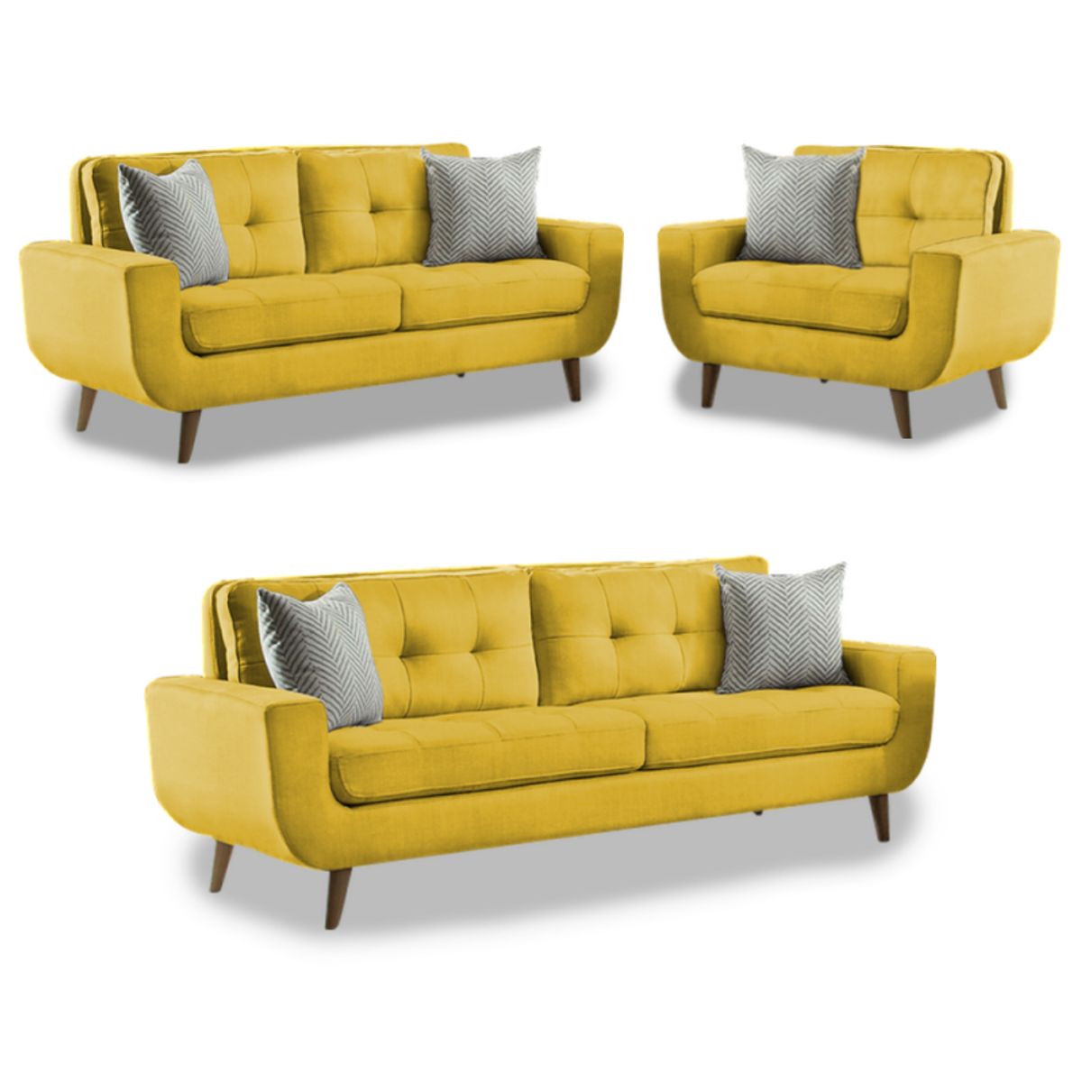 ALTO HOGAR - Juego de Sala Vintage 3 2 1 Kayruth Mostaza