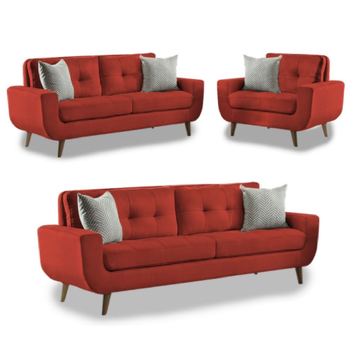 ALTO HOGAR - Juego de Sala Vintage 3 2 1 Kayruth Rojo