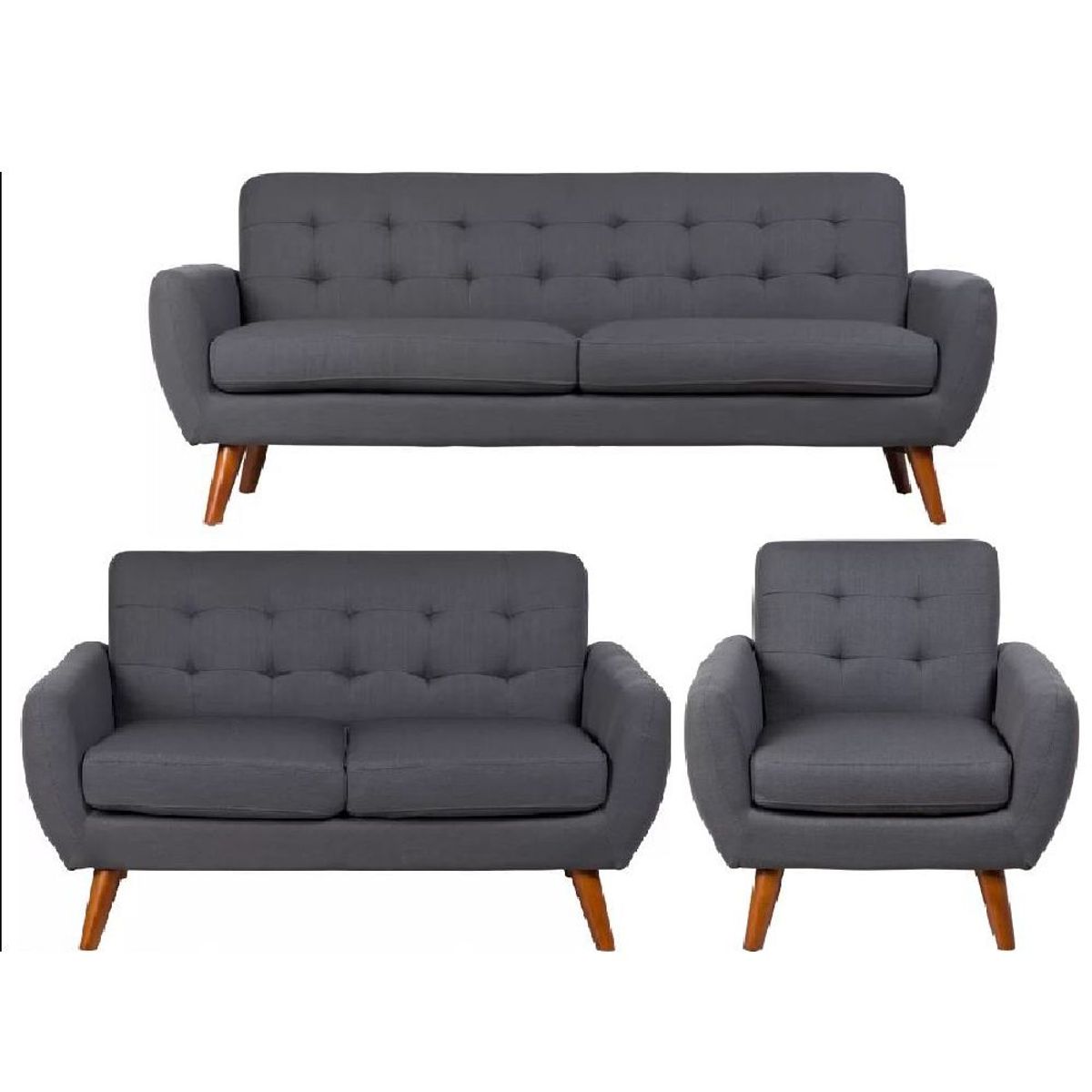 ALTO HOGAR - Juego de Sala 3 2 1 Alfred Gris Oscuro