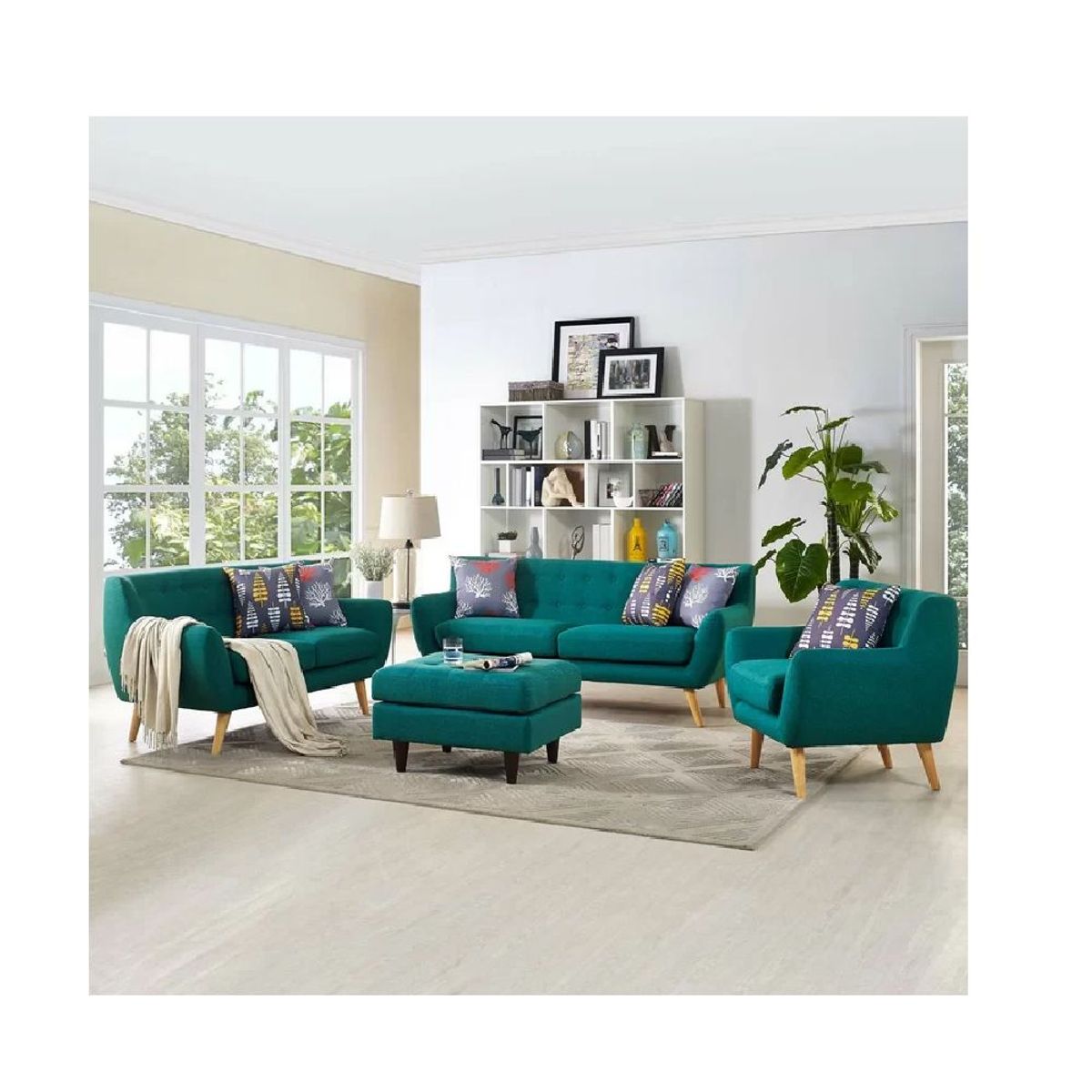 ALTO HOGAR - Juego de Sala Vintage 3 2 1 Avril Verde Mar