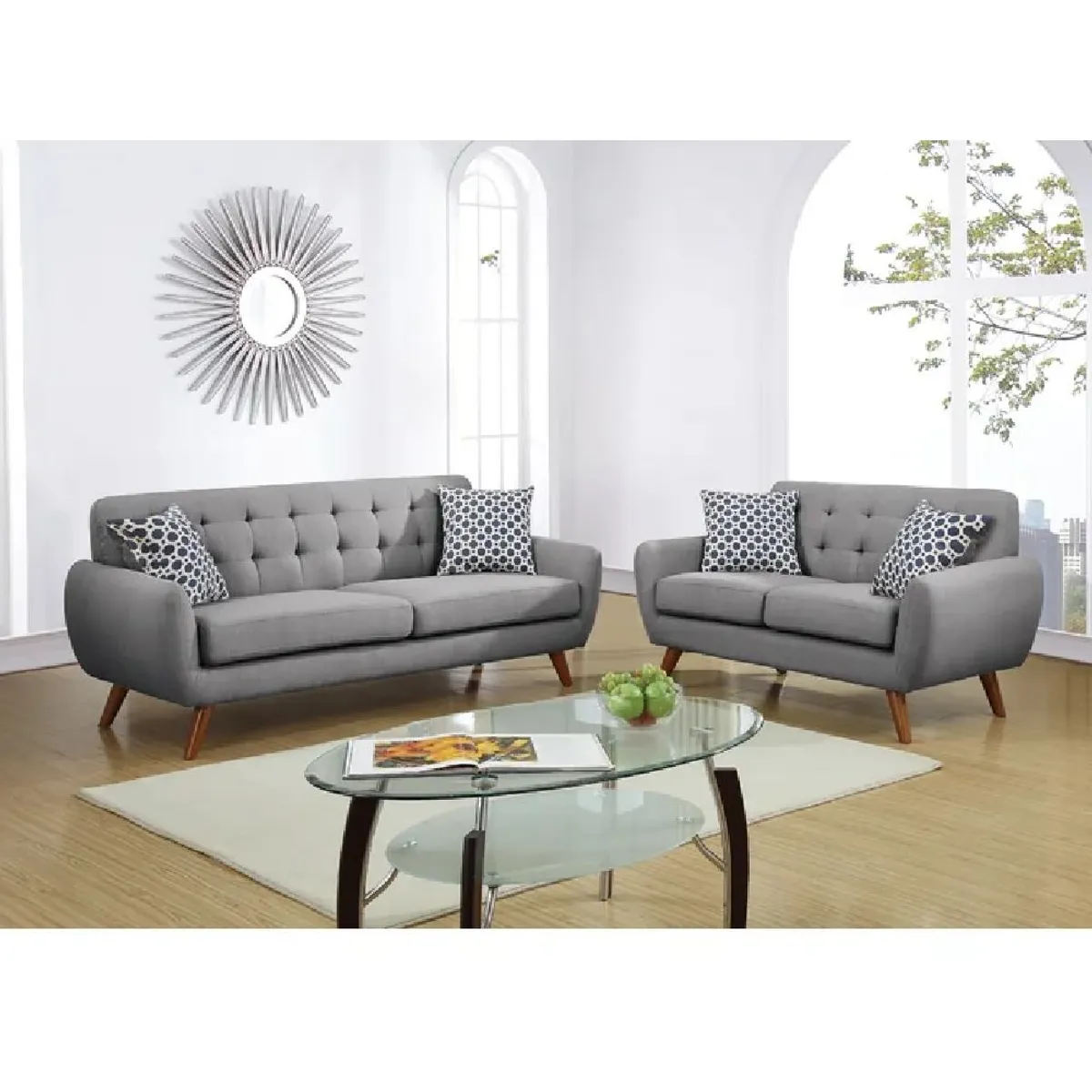 ALTO HOGAR - Juego de Sala Vintage 3 2 Alfred Gris