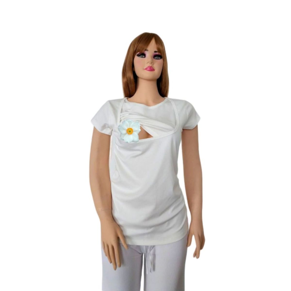 GENERICO - Polo Lactancia Bethestar Manga Corta doble Cuello Perla