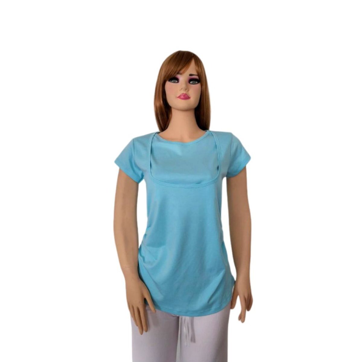 GENERICO - Polo Lactancia Bethestar Manga Corta doble Cuello Celeste