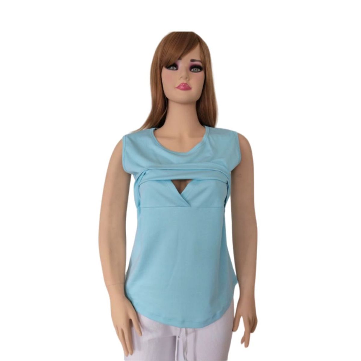 GENERICO - Pack x 2 Polo Lactancia Bethestar Manga Cero con Pechera Celeste Lila