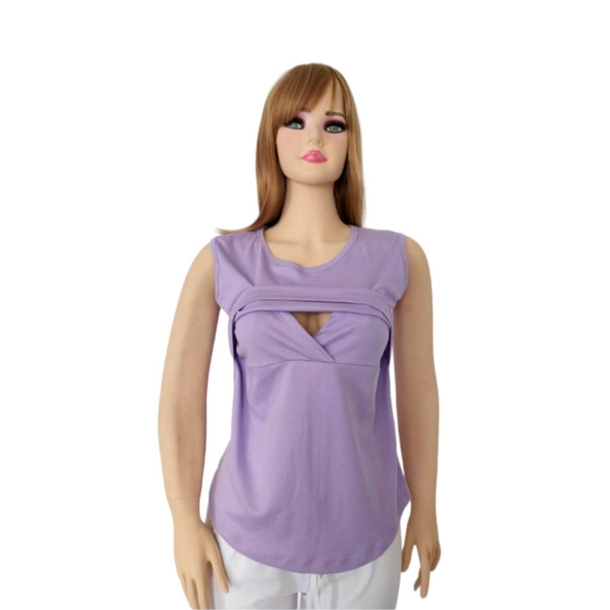 GENERICO - Pack x 2 Polo Lactancia Bethestar Manga Cero con Pechera Celeste Lila