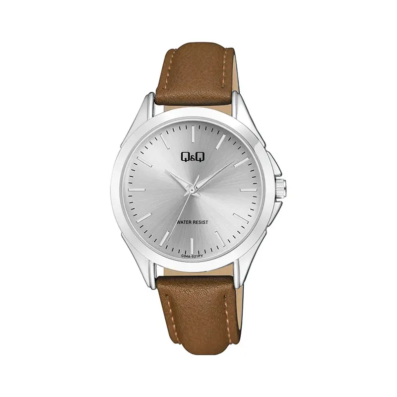 Q&Q - Reloj Q&Q Q928 Mujer Cuero Marrón Fondo Blanco