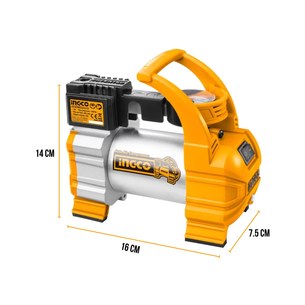 INGCO TOOLS - Compresor de aire automatico12V 140Psi Ingco