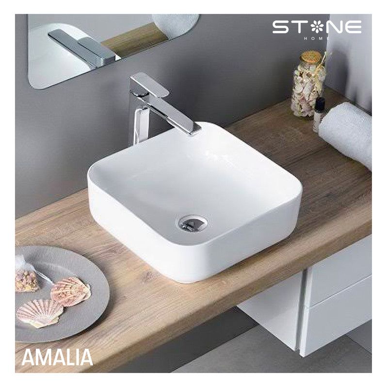 STONE - LAVAMANOS MINIMALISTA AMALIA BLANCO STONE